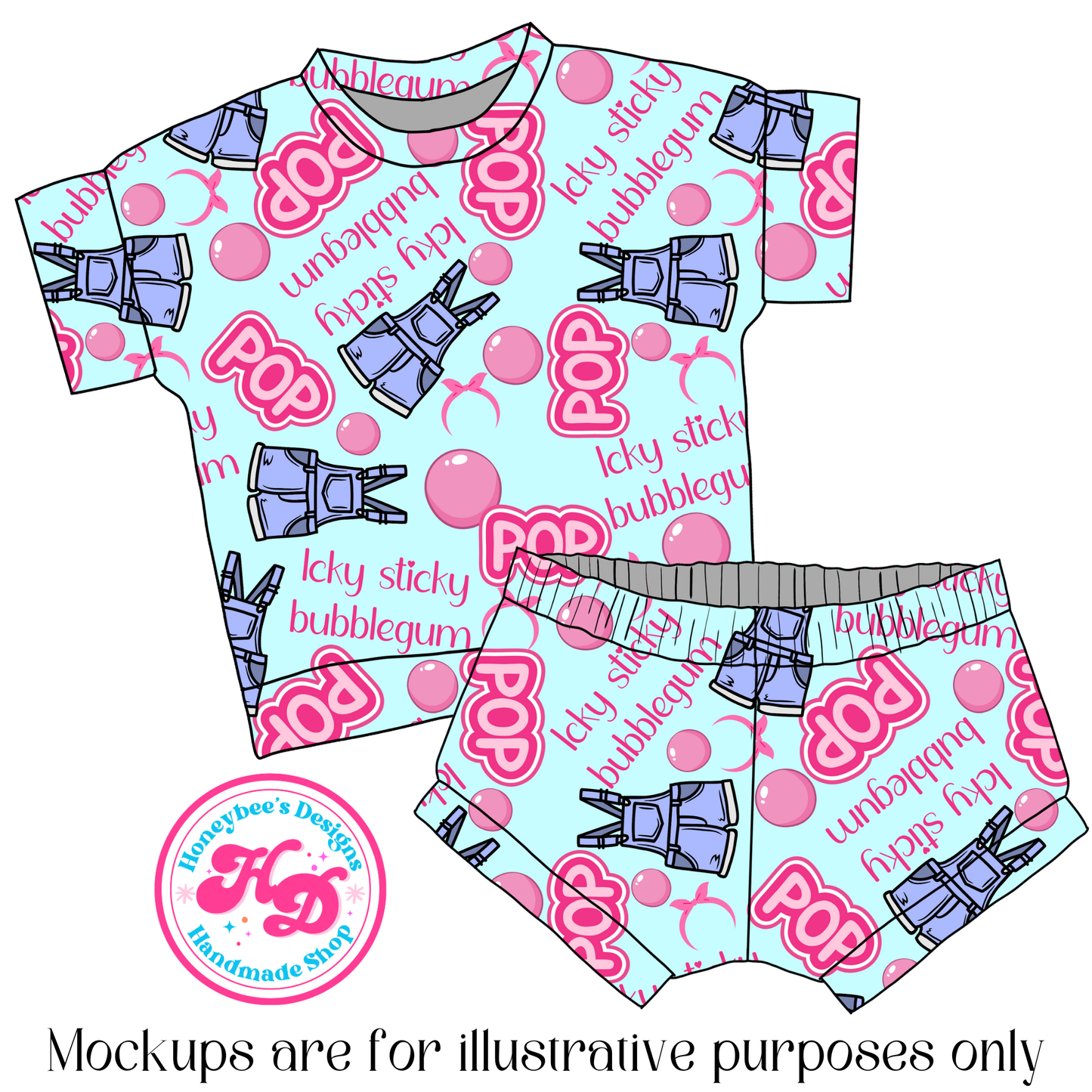 MR icky sticky bubblegum overalls blue