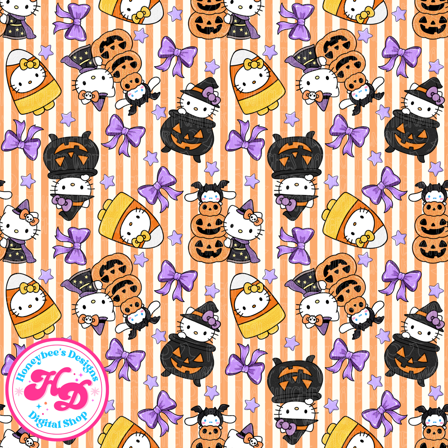HK Orange Stripes Halloween Seamless