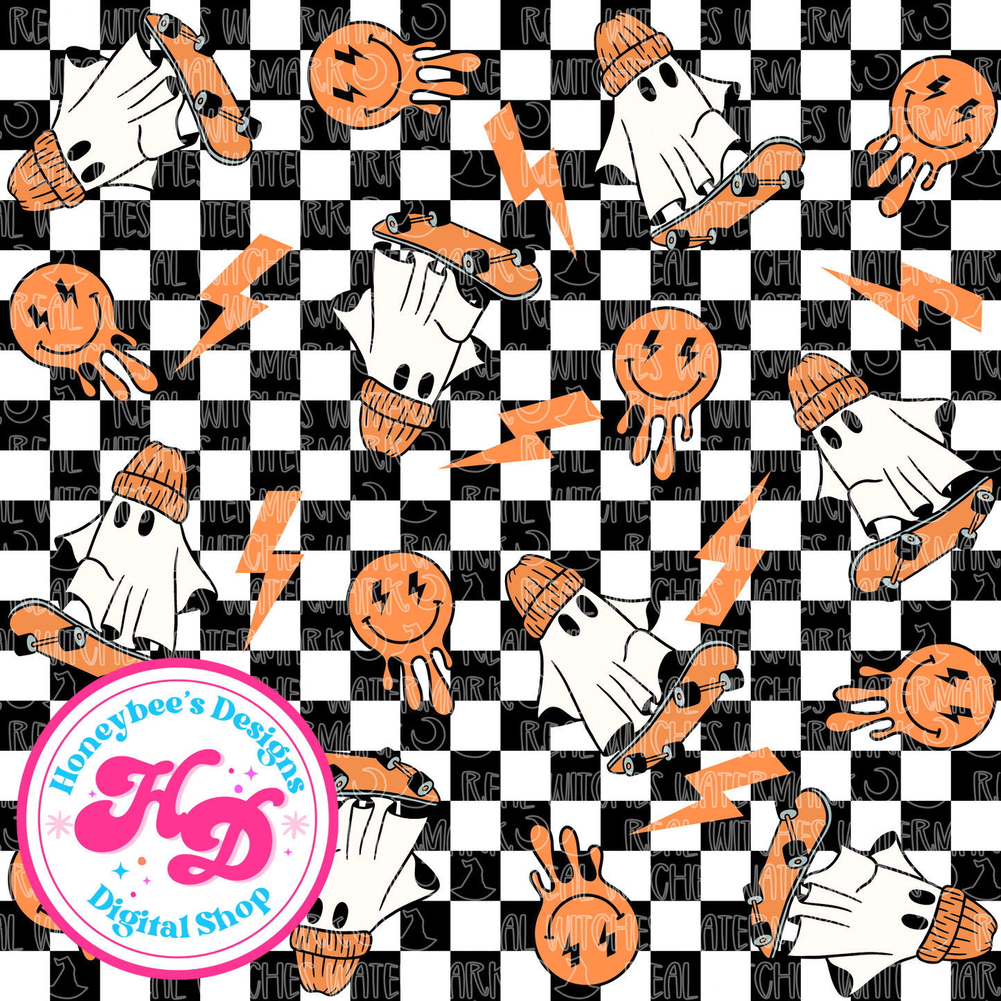 Skater Boos Orange Halloween