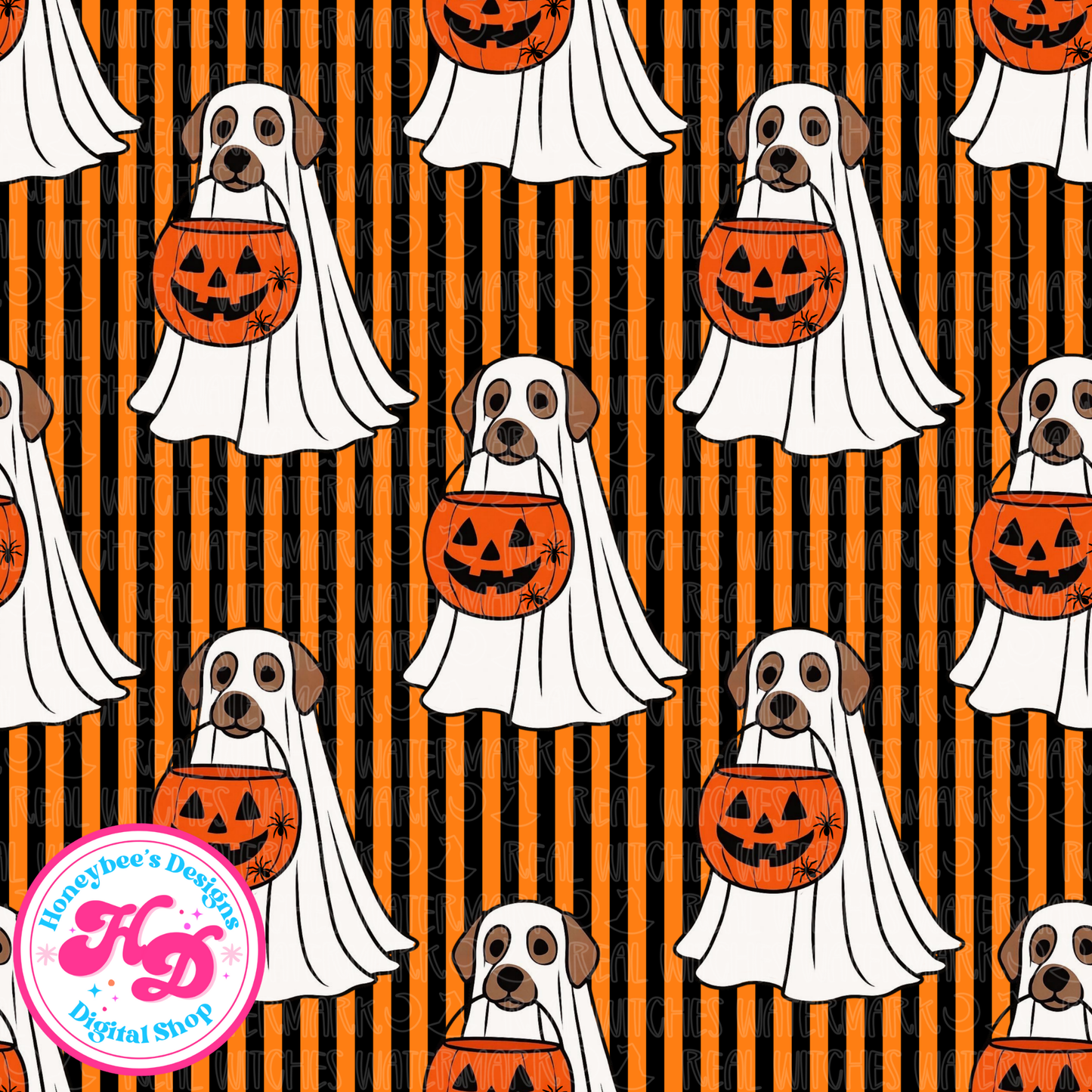 Halloween Ghost Dog Trick or Treat Halloween Seamless