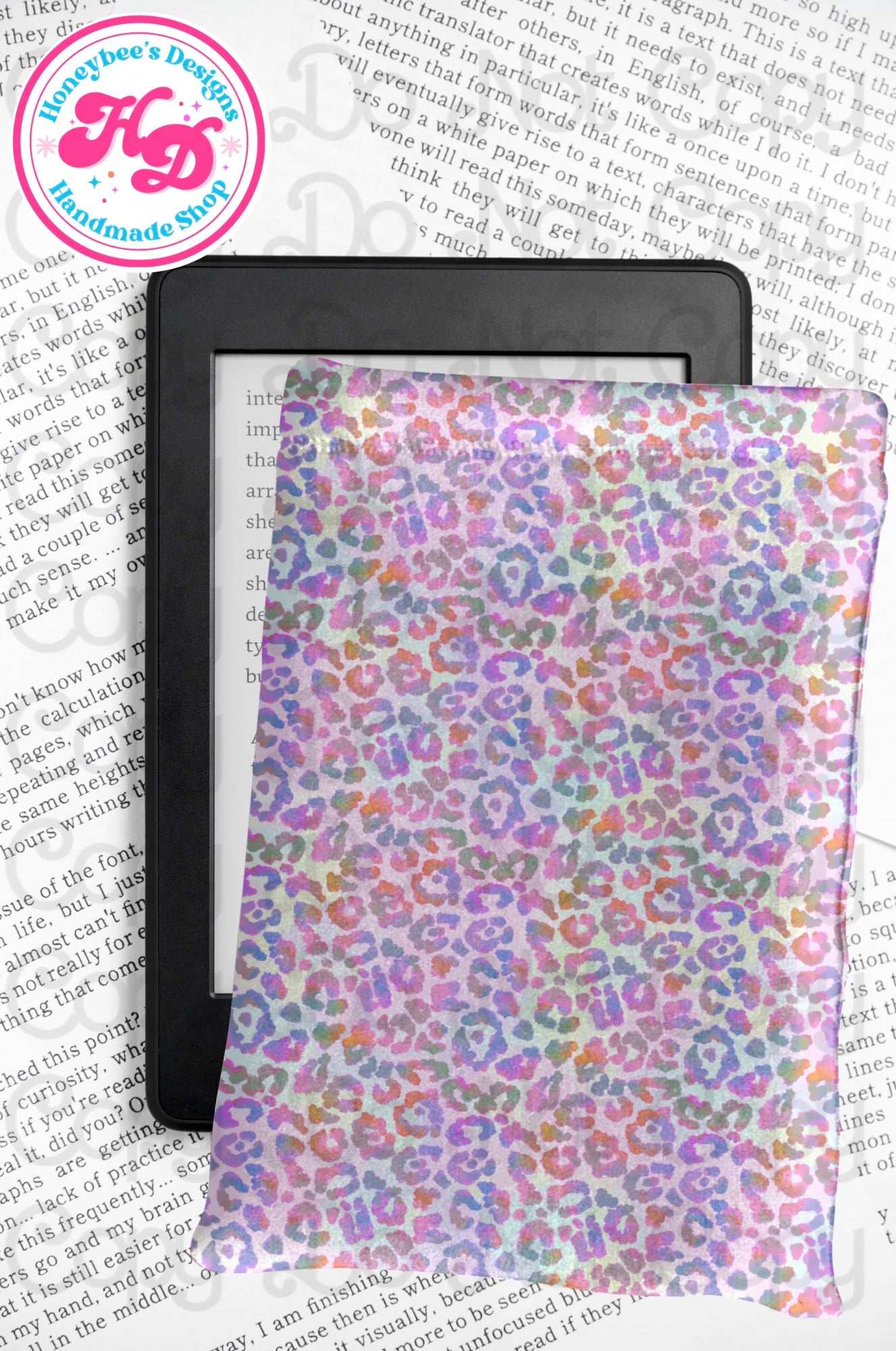 LF inspired pastel leaopard Kindle/Book padded sleeve