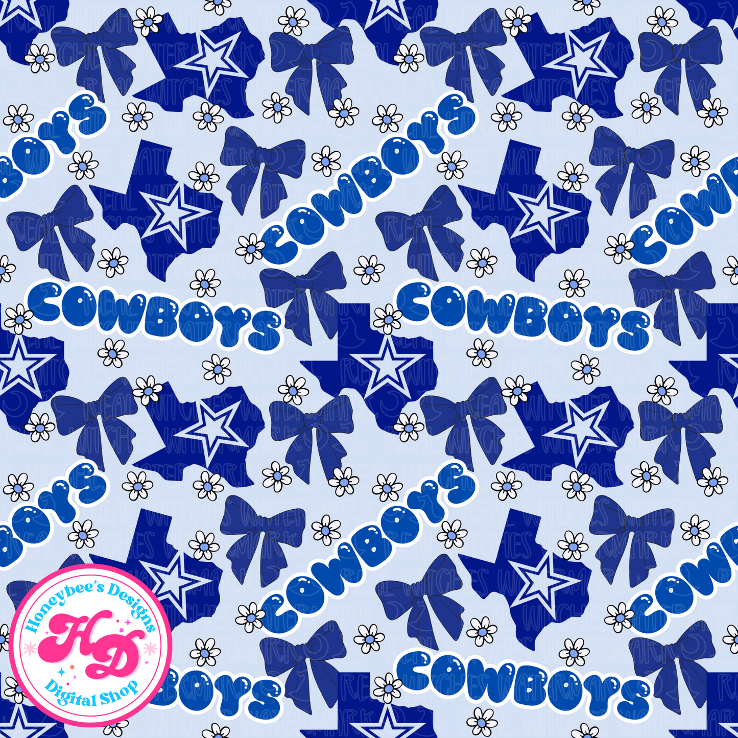 Cowboy Blue Preppy Football Seamless