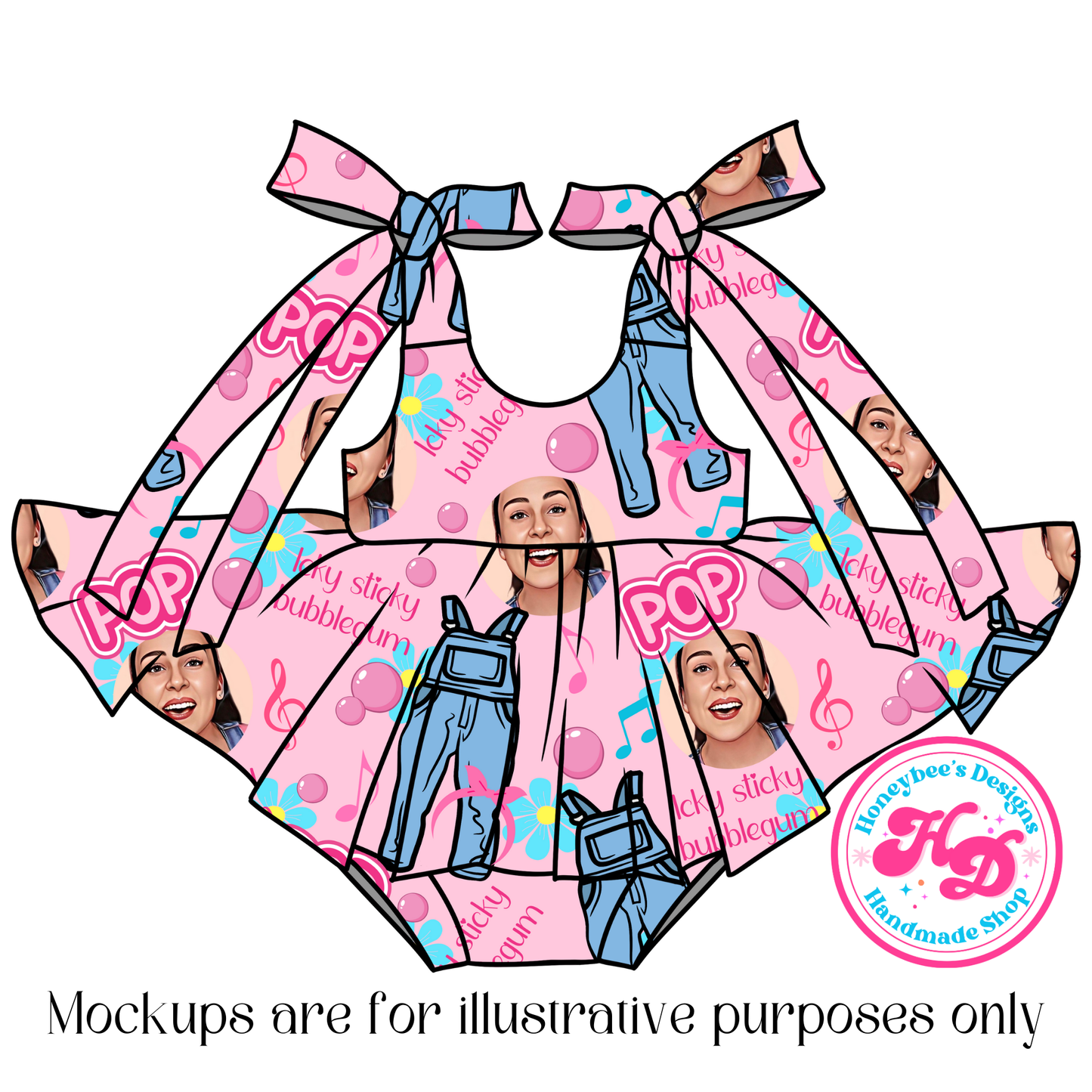 MR icky sticky bubblegum pink-blue daisies