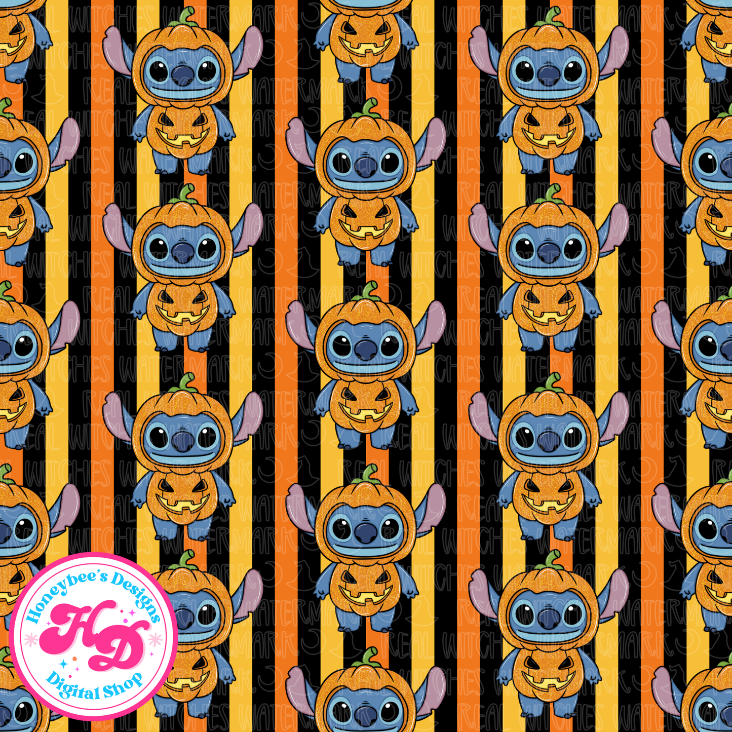Stitch Pumpkin Halloween Seamless