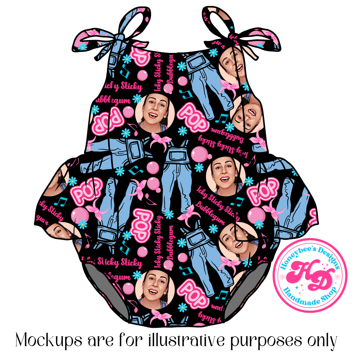 MR icky sticky bubblegum overalls Black