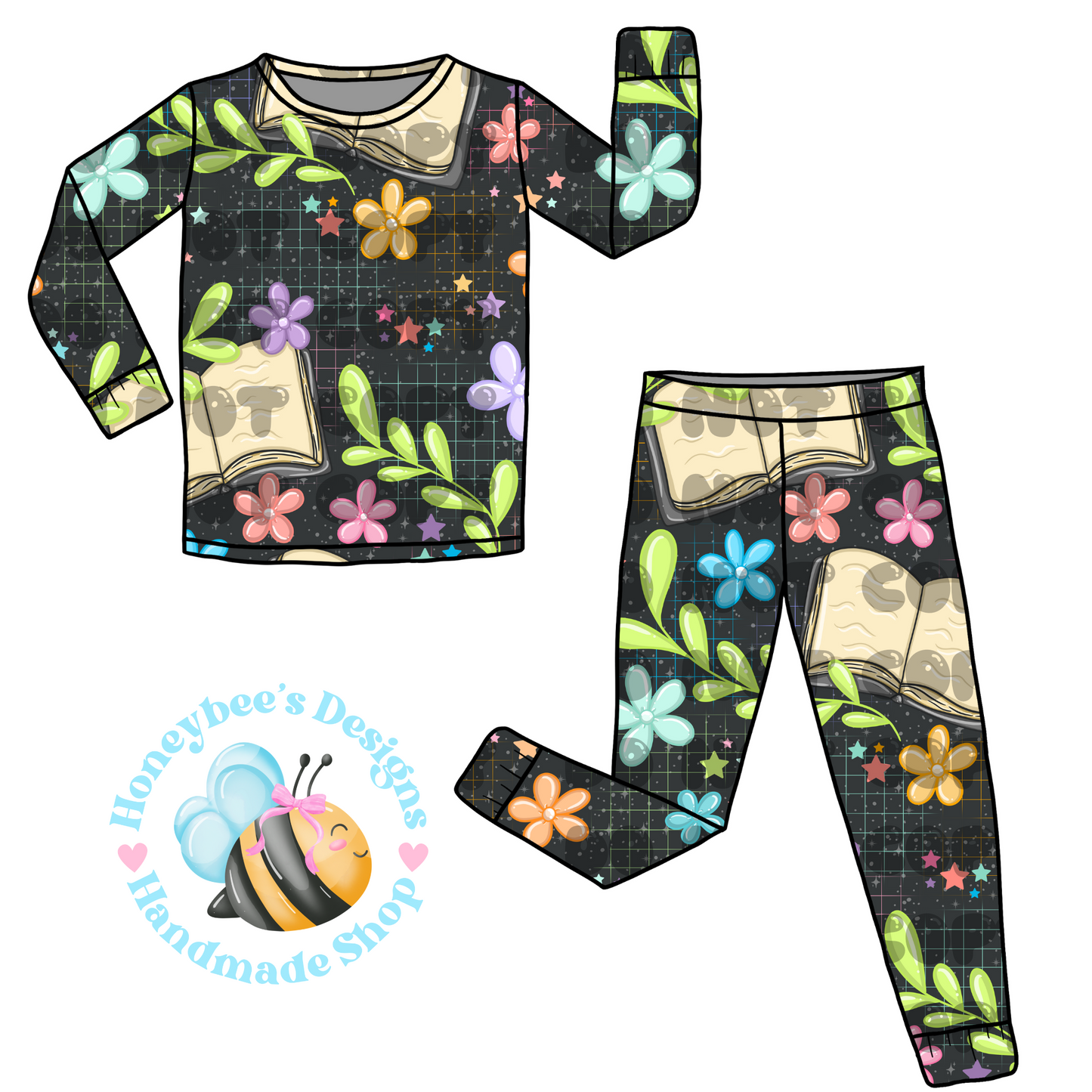 Books black floral Adult set