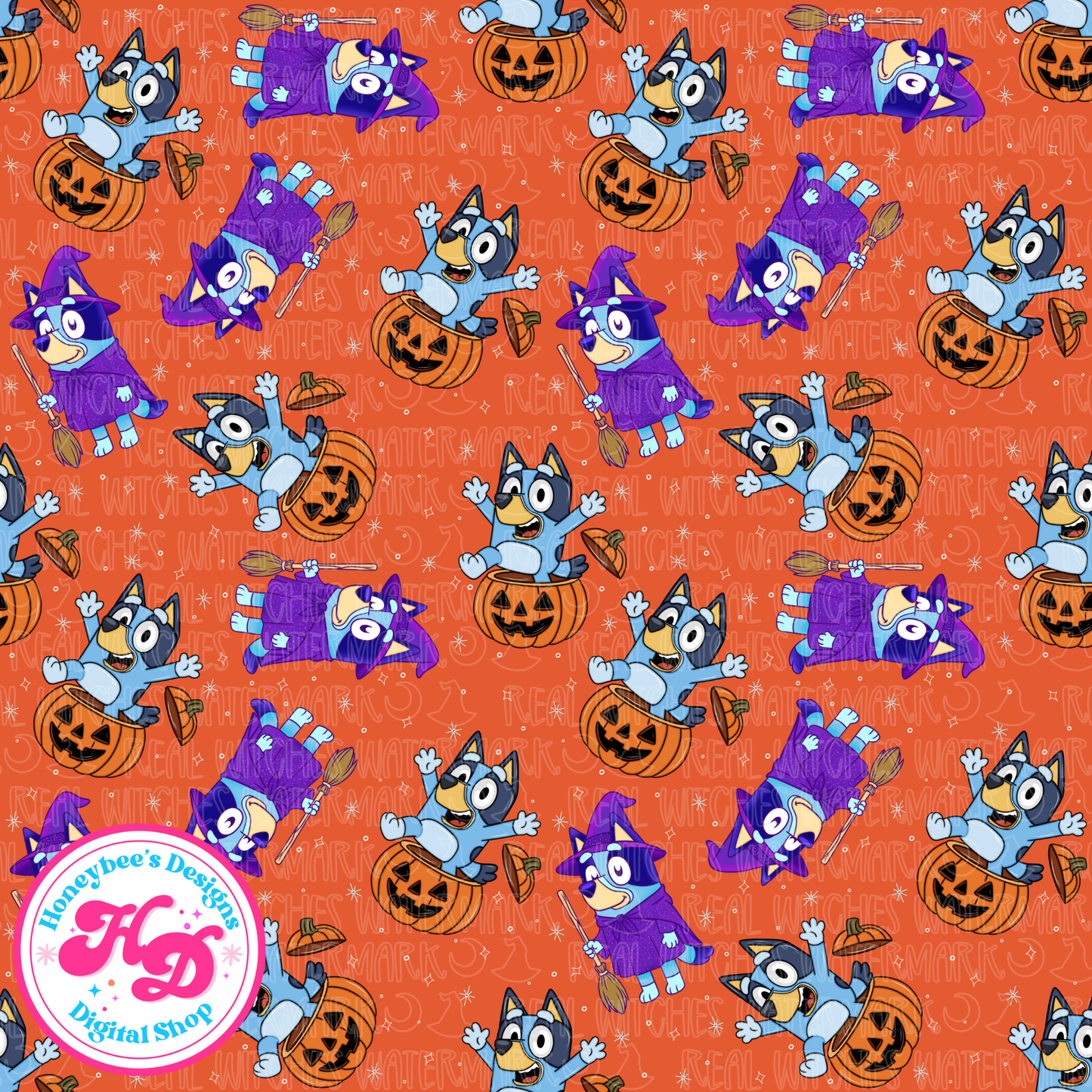 Heeler Costumes Orange Halloween Seamless