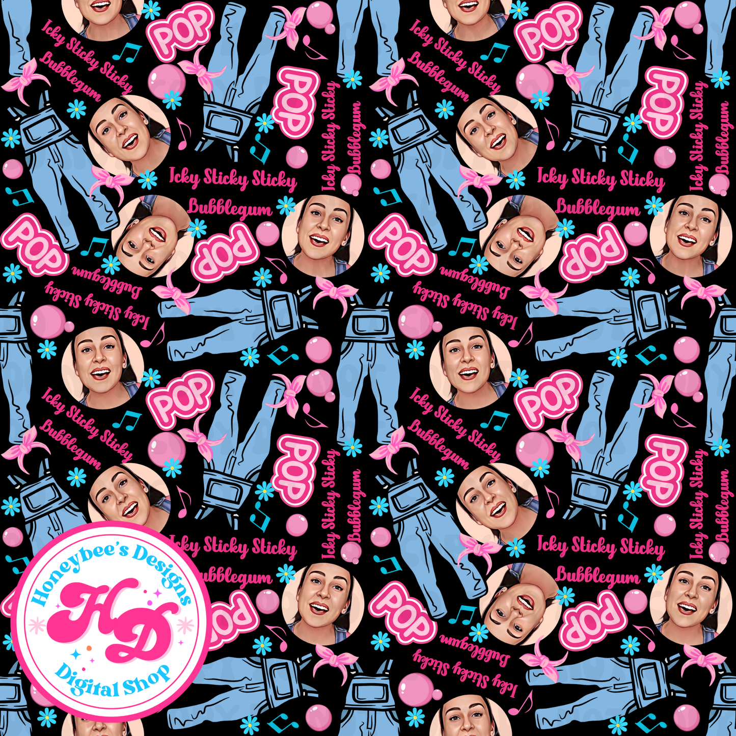 MR icky sticky bubblegum overalls Black