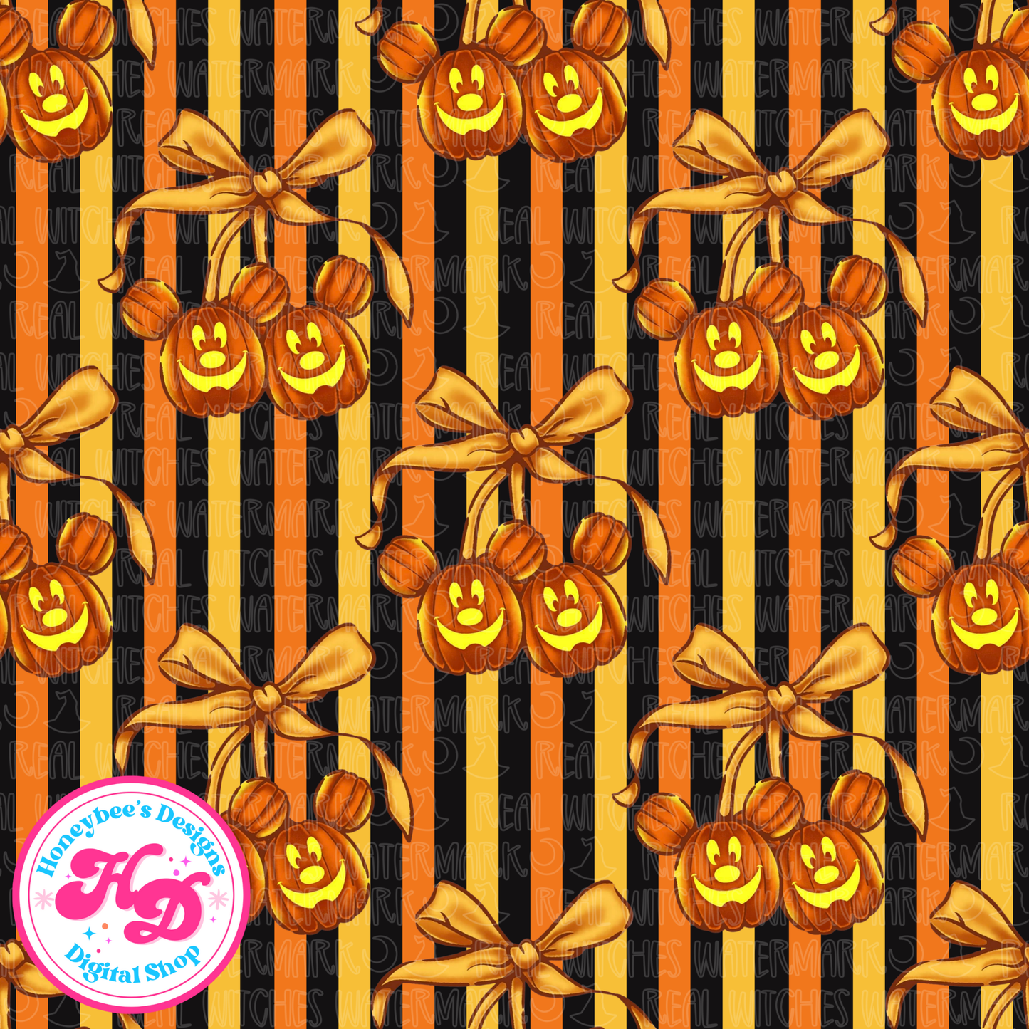 Mickey Pumpkins Stripes Halloween Seamless