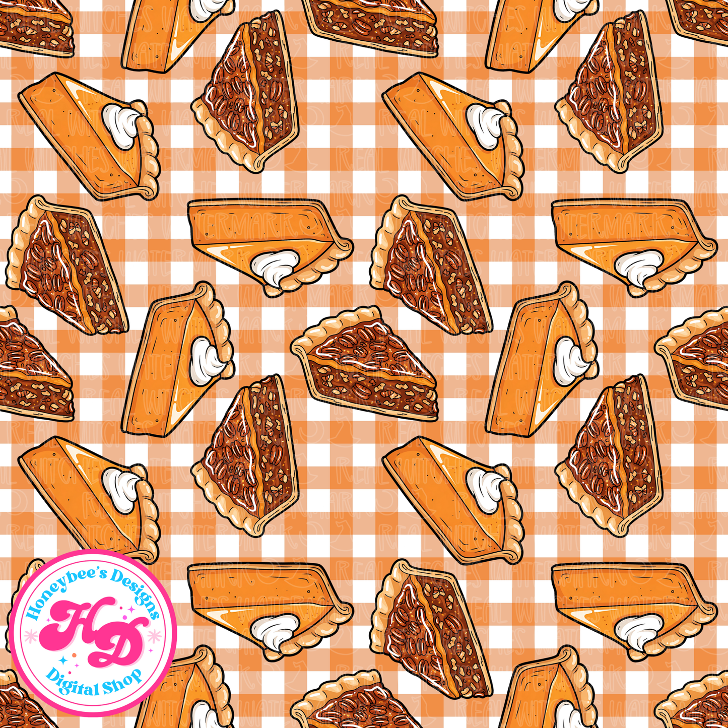 Pies Orange Plaid Fall Seamless