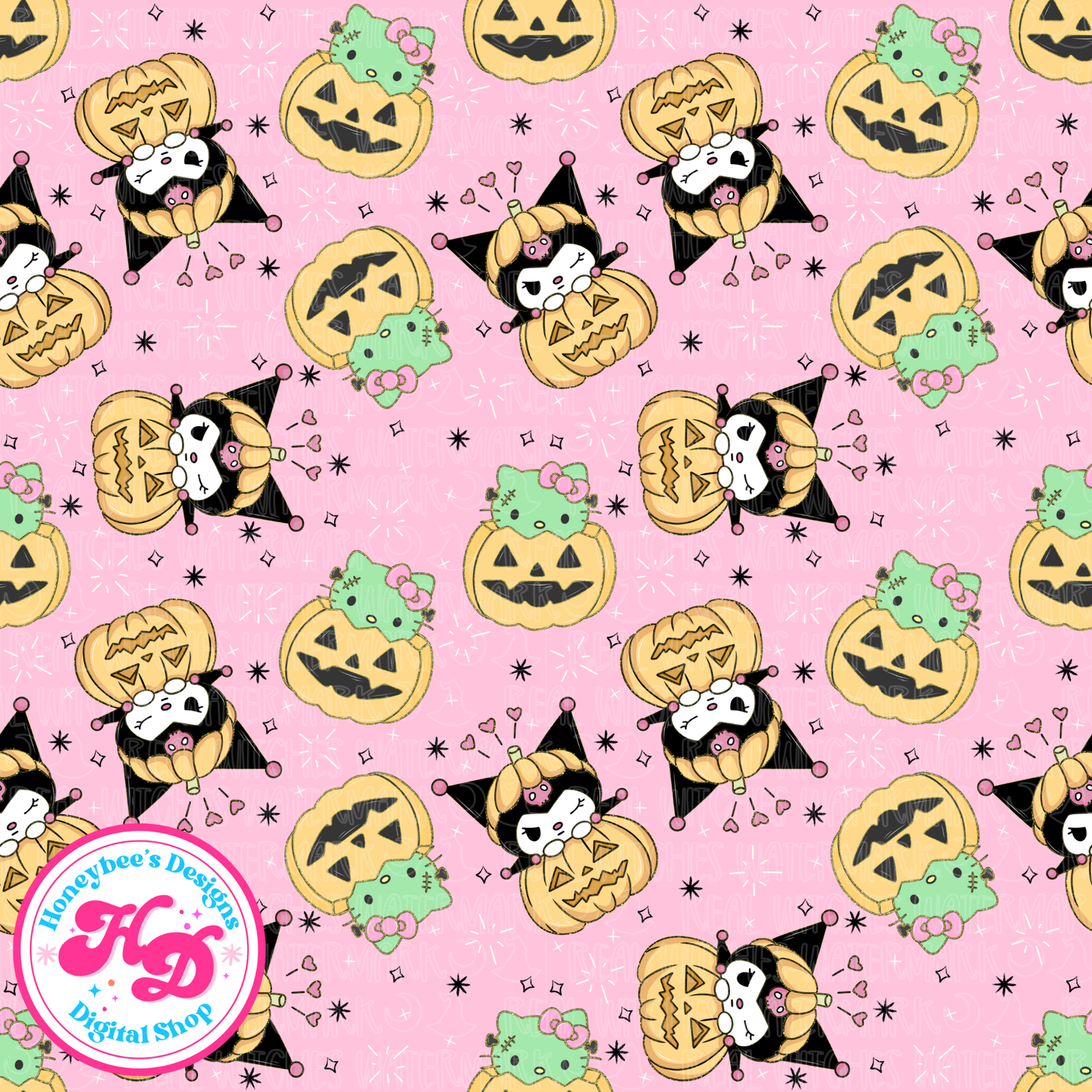 HK Kuromi Pink Halloween Seamless
