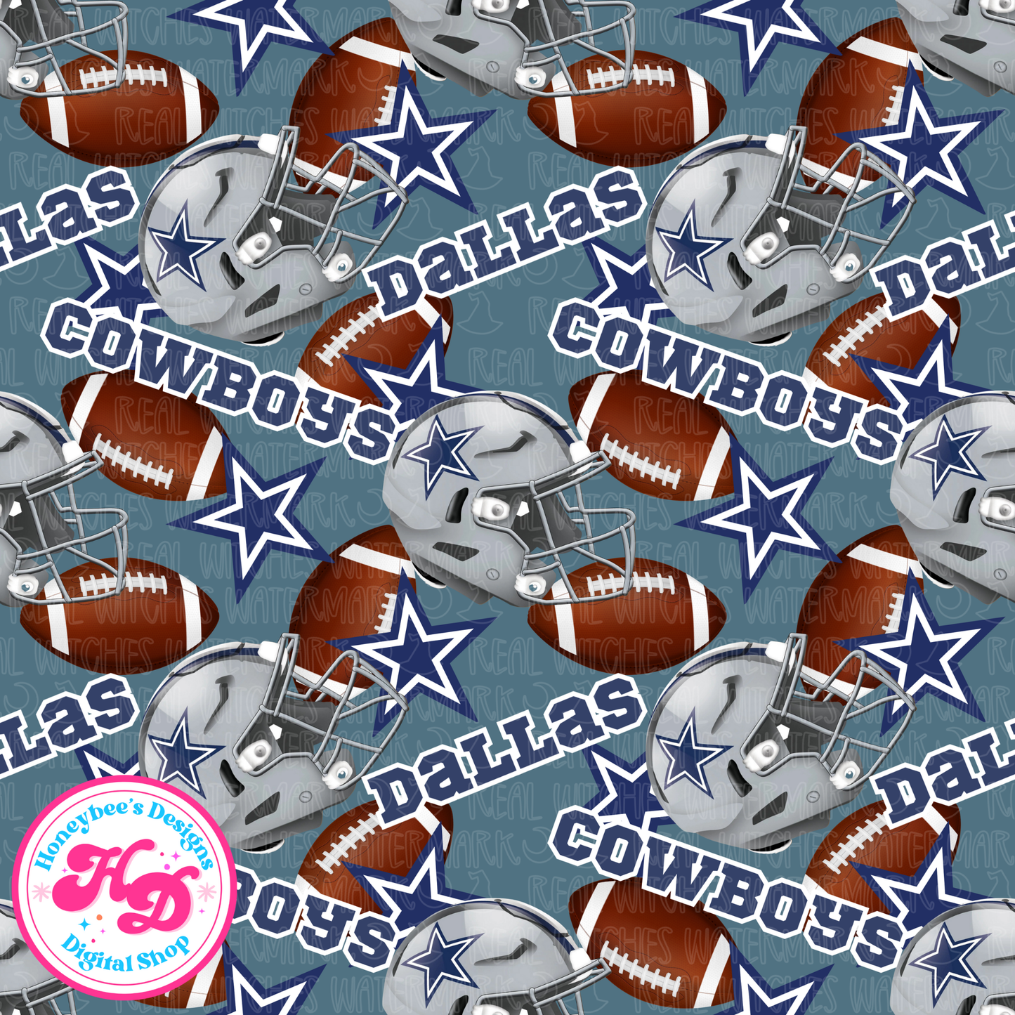 Cowboy Sporty Silver Football Seamless