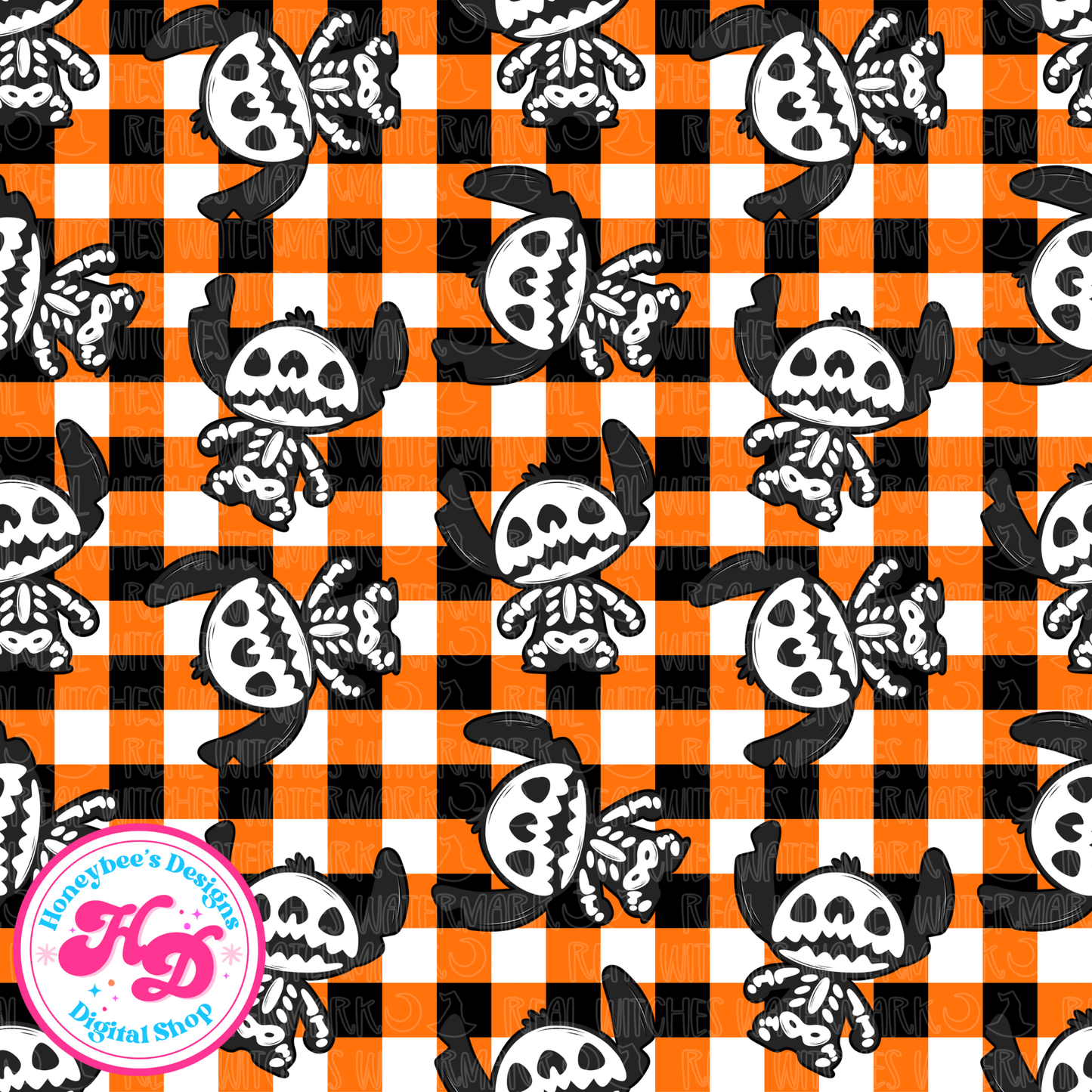 Stitch Skeleton Halloween Seamless