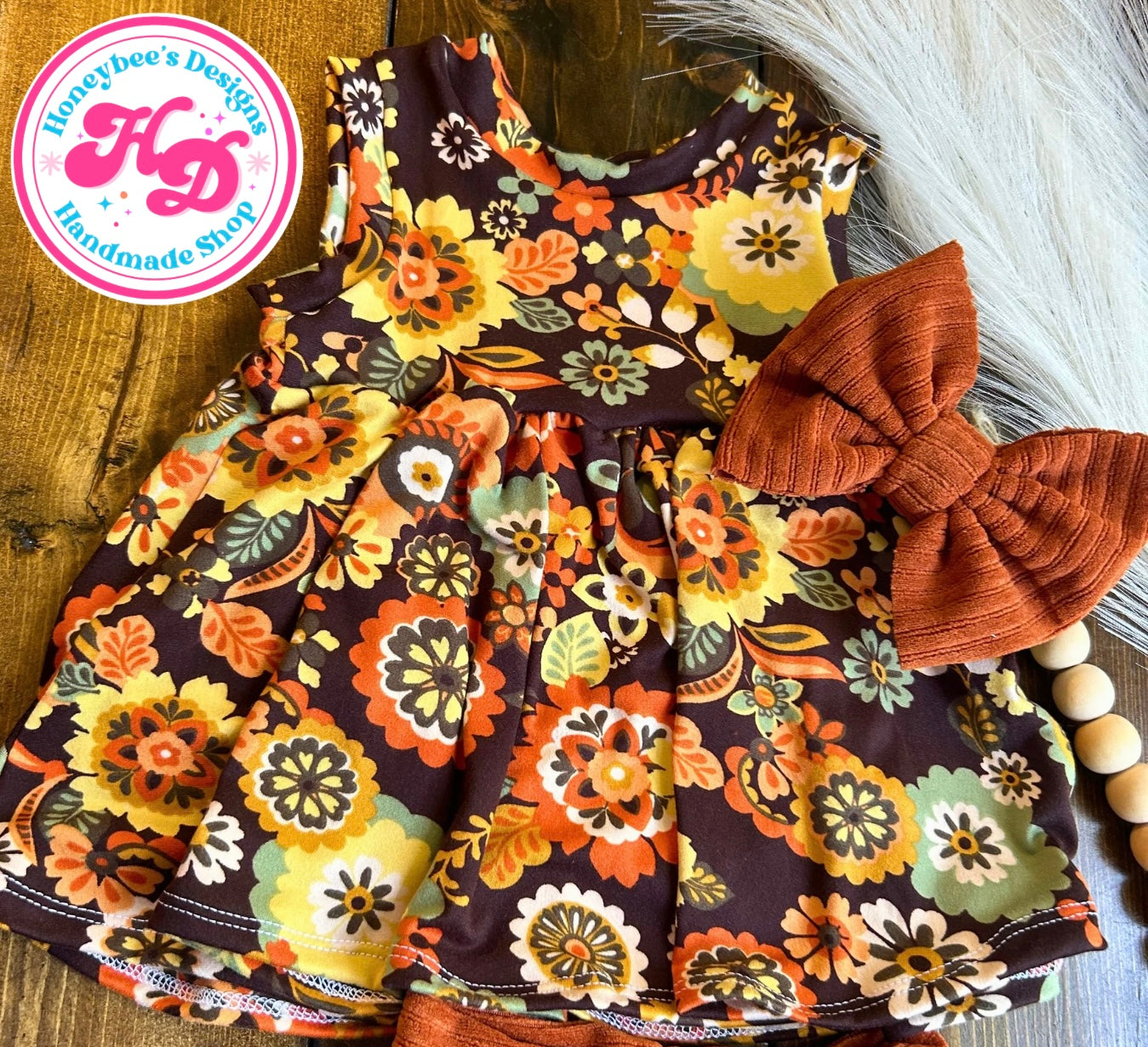 RTS 18/24 month Fall Ruffle Tank/Adeline Pants/bow bundle