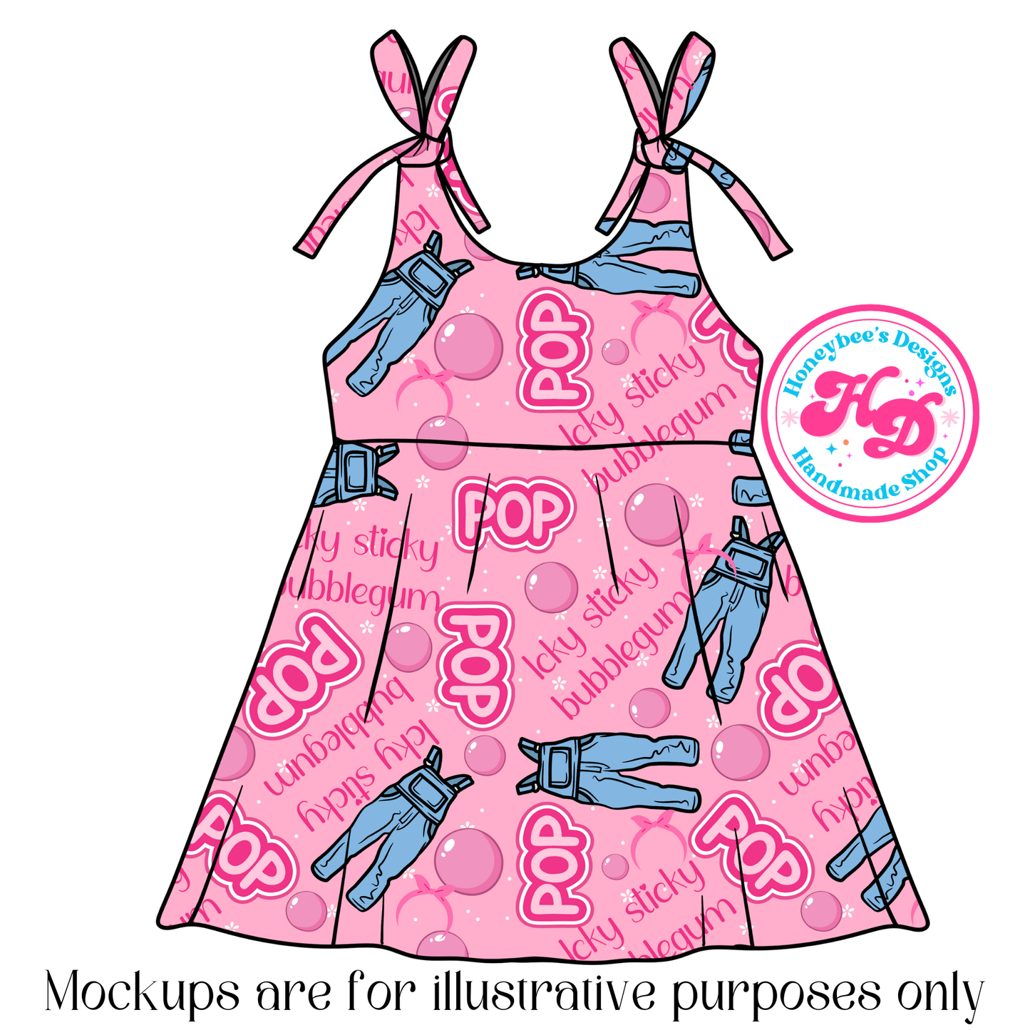 MR icky sticky bubblegum overalls PINK daisies