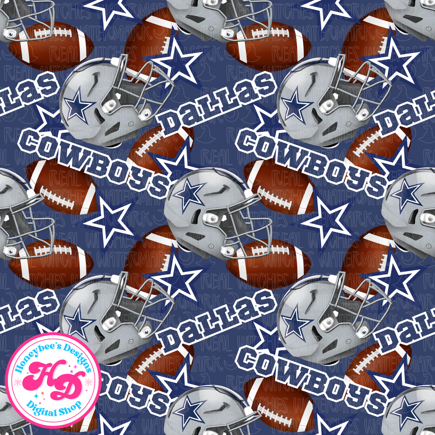 Cowboy Sporty Blue Football Seamless