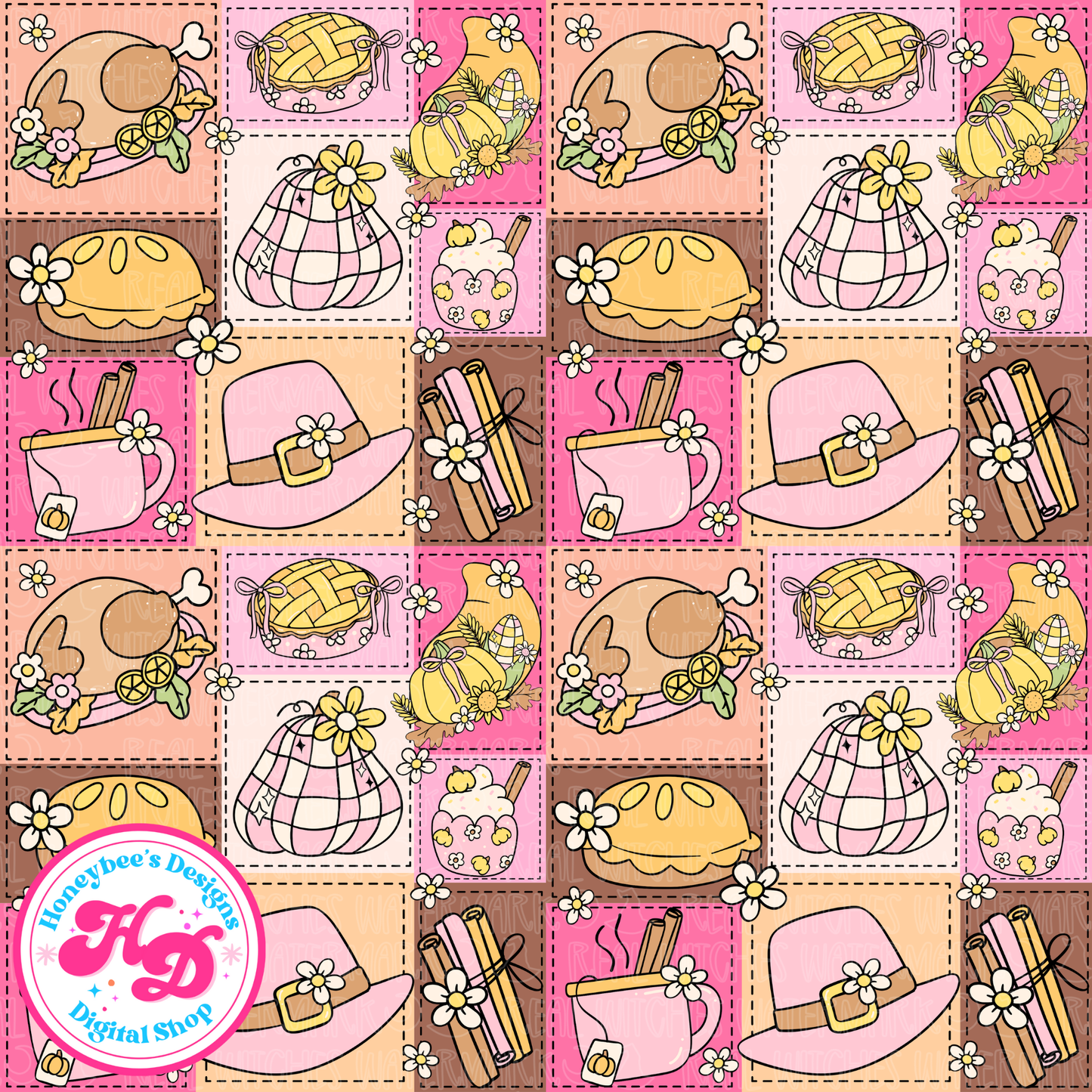 Thanksgiving Preppy Patchwork Fall Seamless