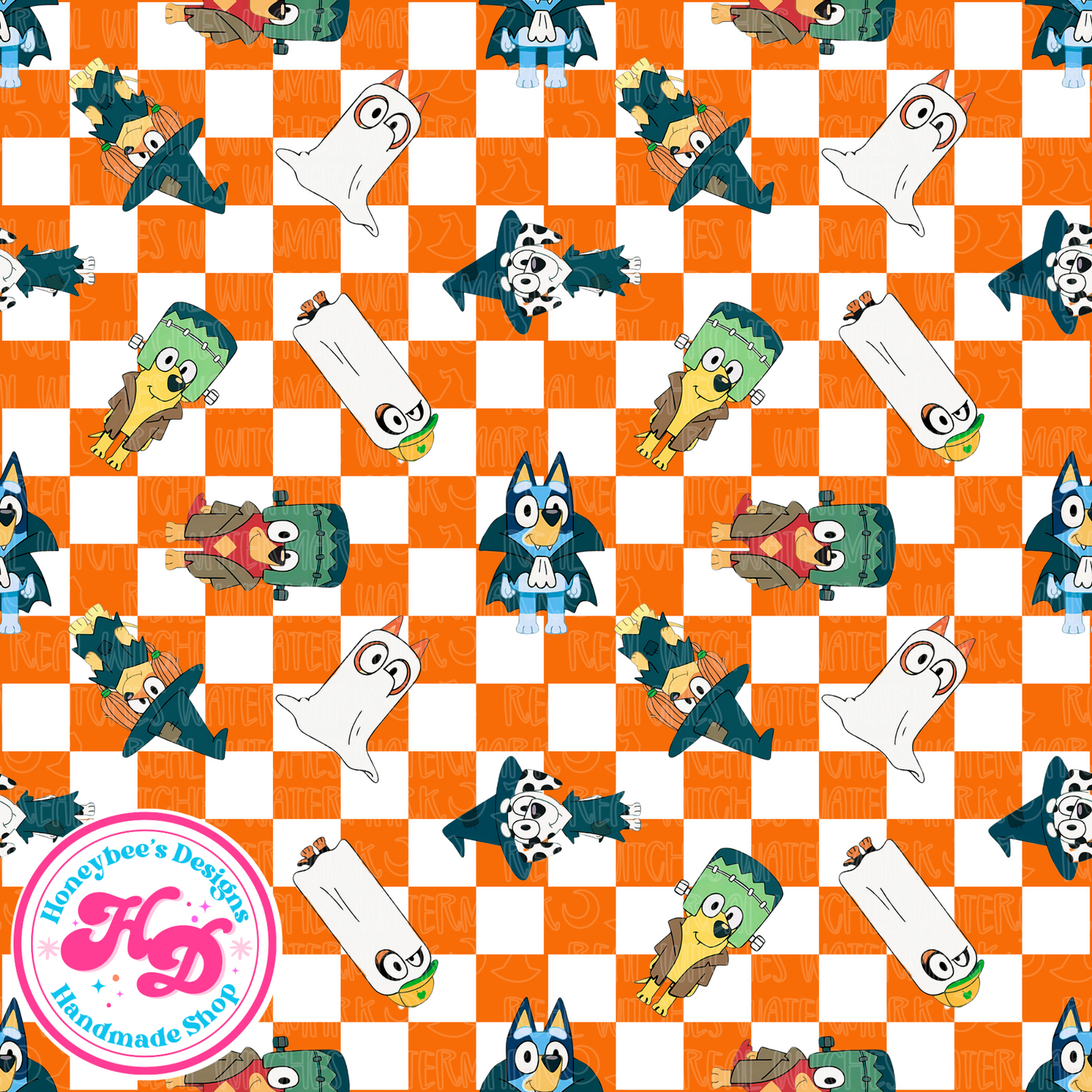 Orange checkered Heelers Halloween