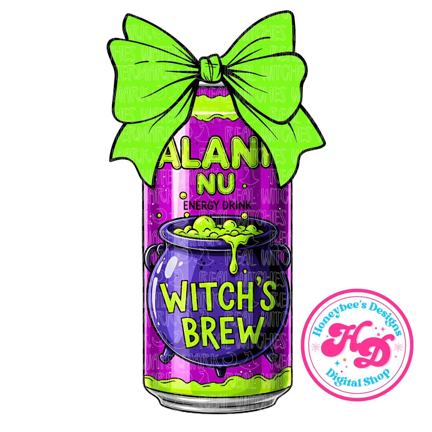 Witch’s Brew Cauldron Bow Halloween PNG