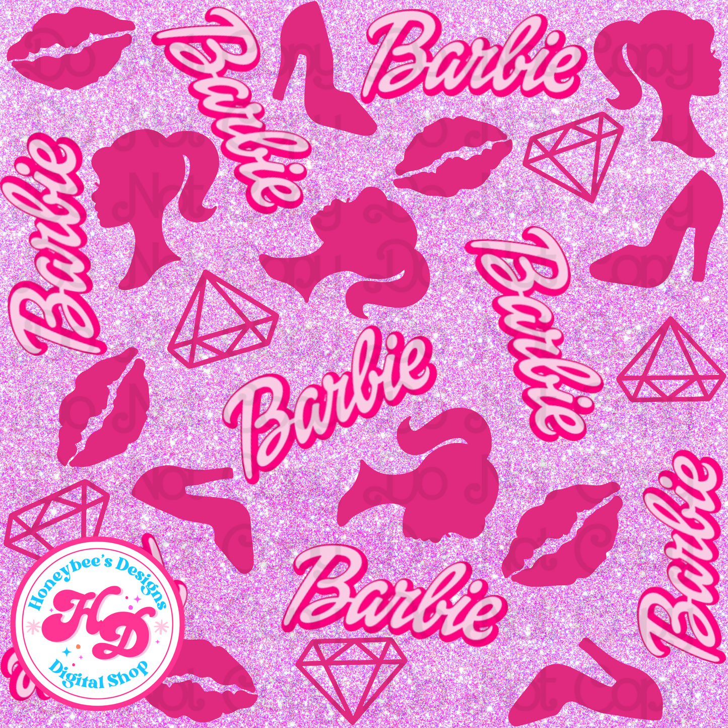 Doll Silhouette Purple Glitter