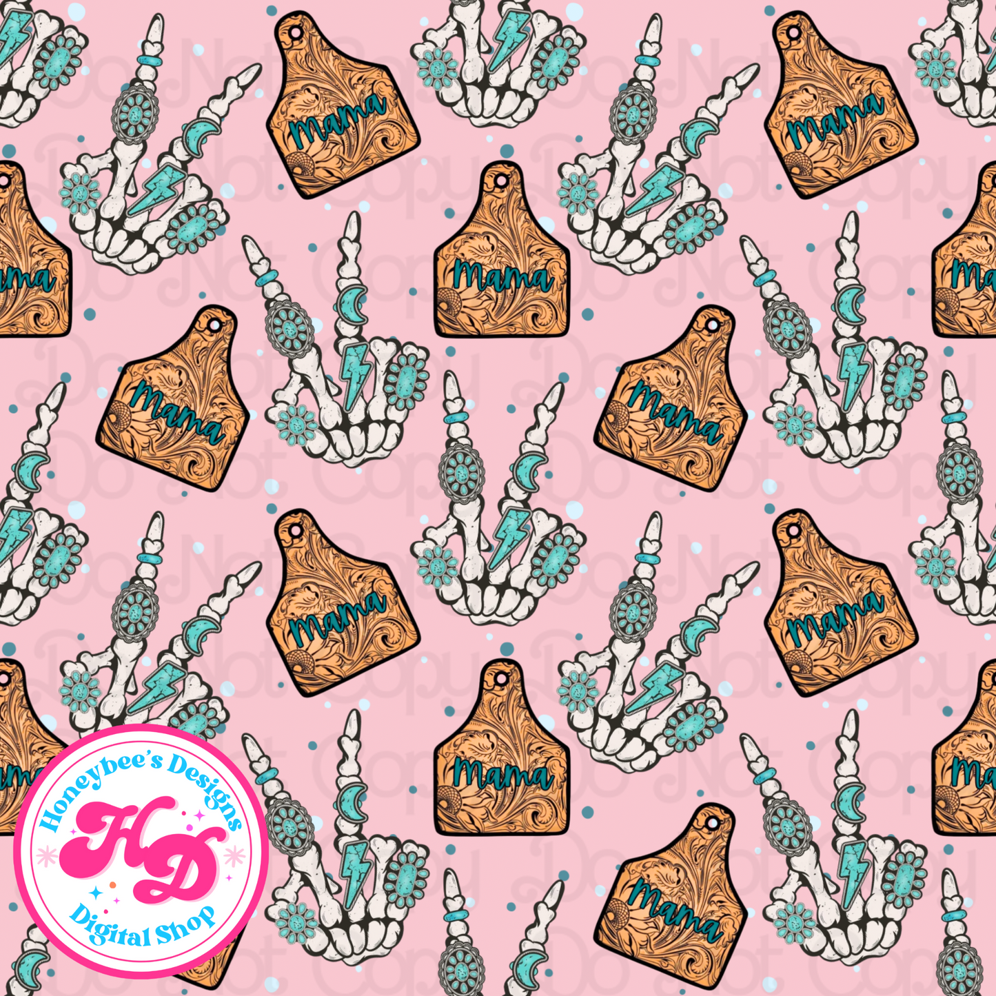 Mama Cow Tags Pink Western Drop