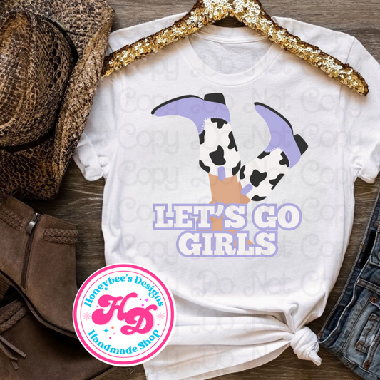 Let’s go Girls Purple Boots Western T-Shirts