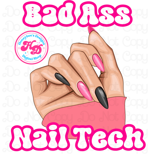 Bad A** Nail Tech Preppy PNG