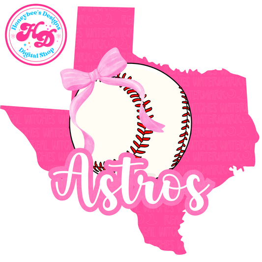 Astro Baseball Pink Texas Preppy Baseball PNG