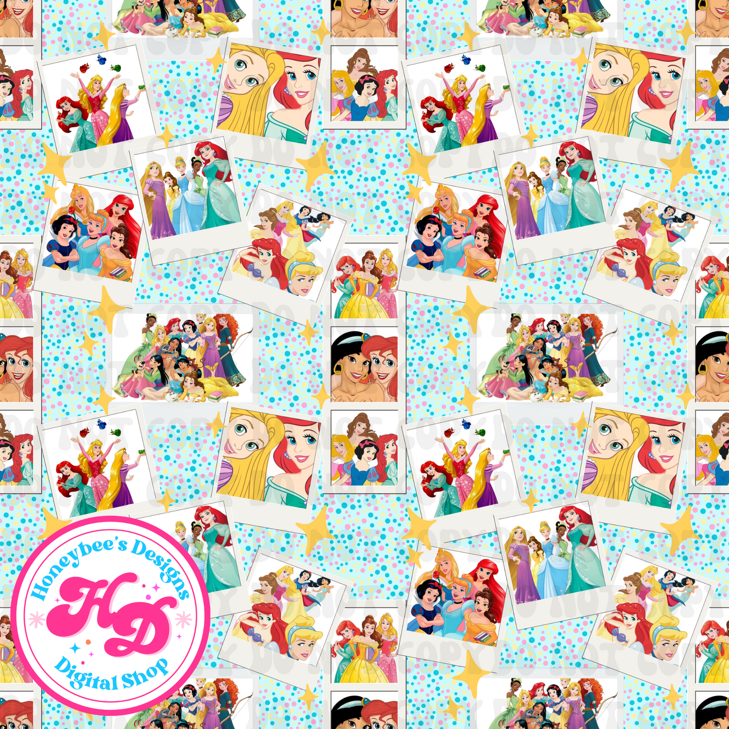 Princess Polaroids Blue Confetti