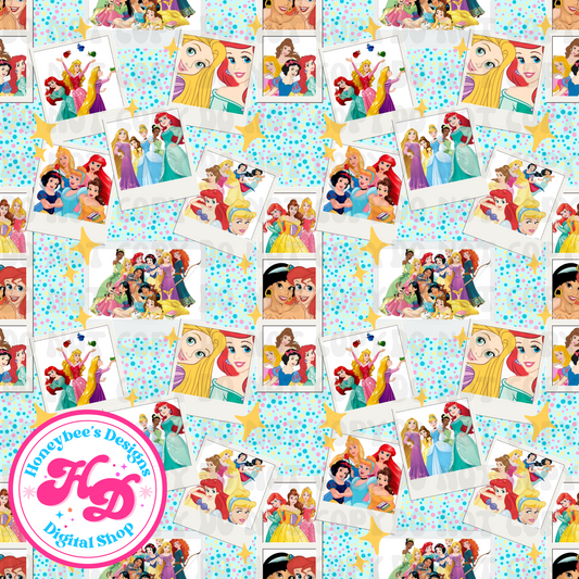Princess Polaroids Blue Confetti