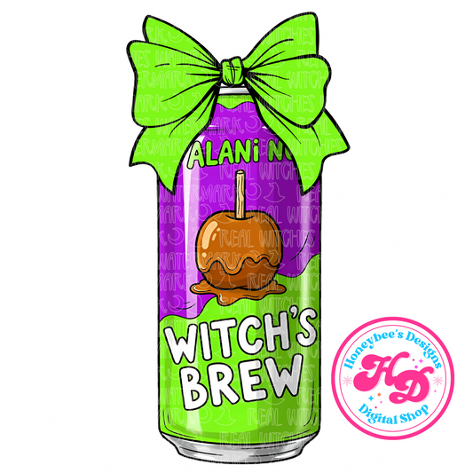 Witch’s Brew Caramel Apple Bow Halloween PNG