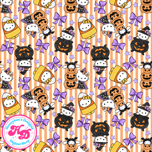 HK Orange Stripes Halloween Seamless