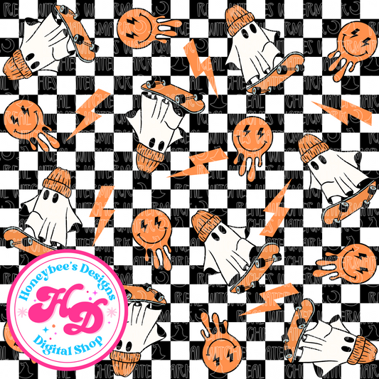 Skater Boos Orange Halloween