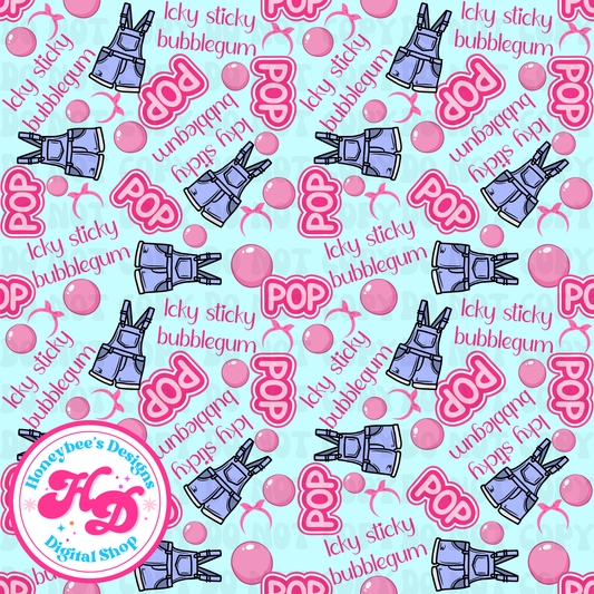MR icky sticky bubblegum overalls blue