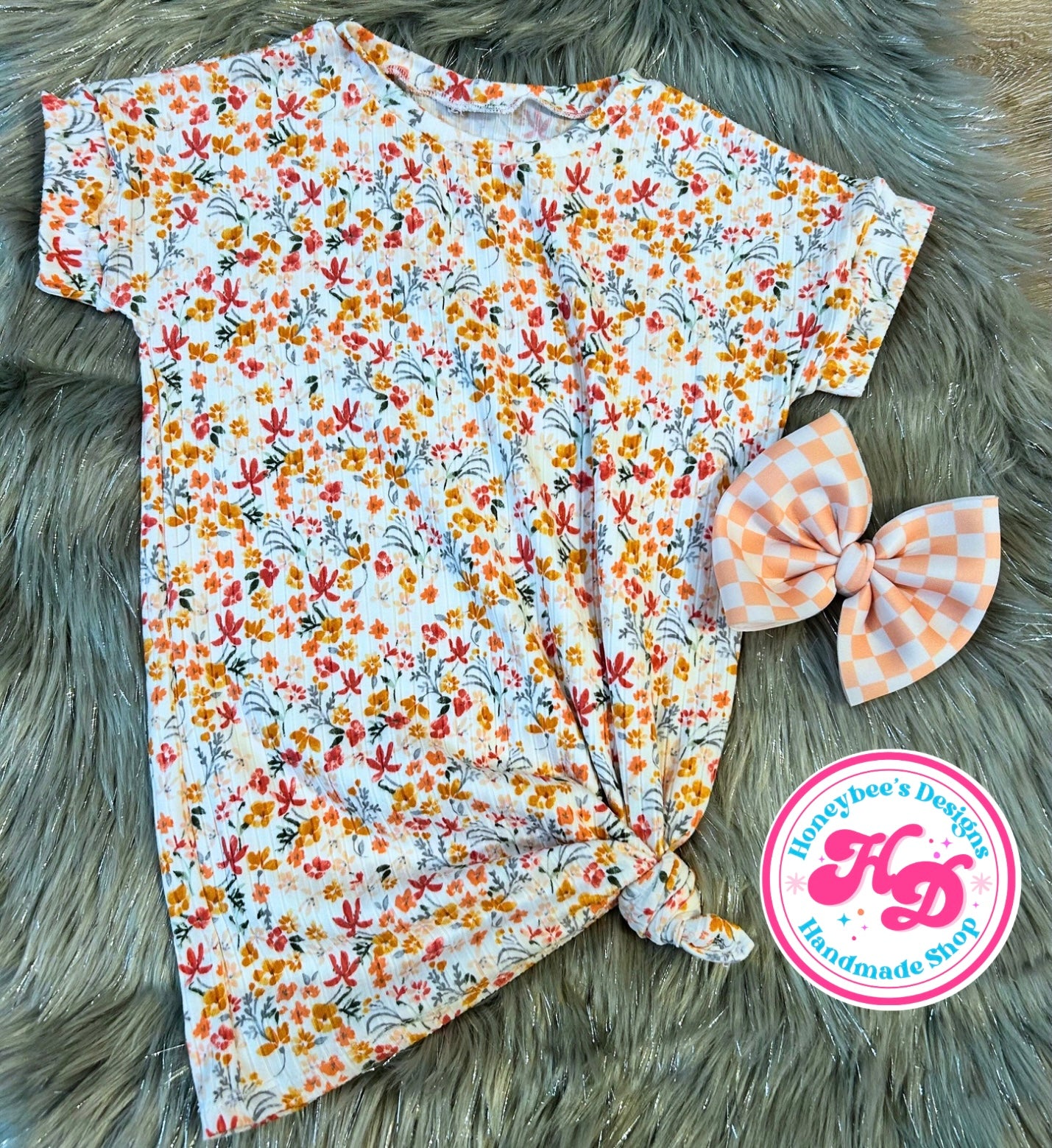 Orange Sherbet Checkered Bows