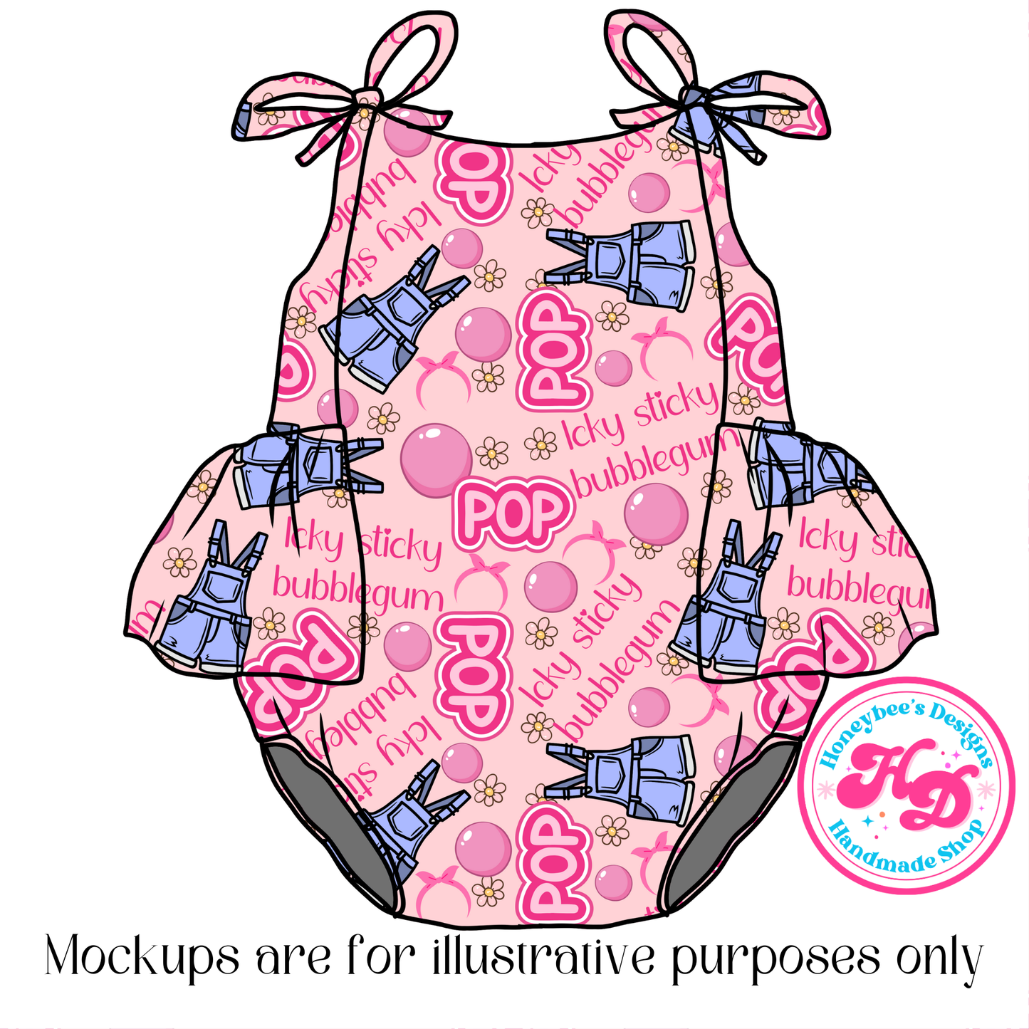 MR icky sticky bubblegum overalls peach pink
