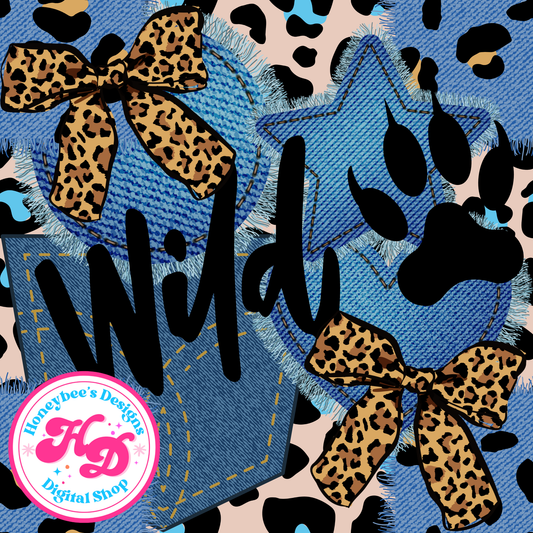 Wild Patchwork Blue Seamless