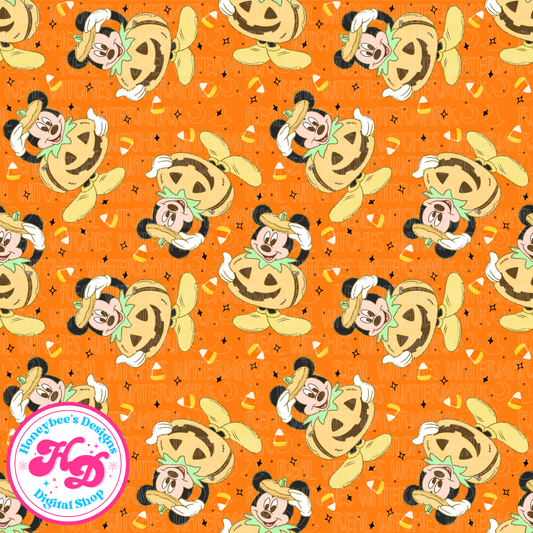 Mickey Pumpkin Halloween Seamless