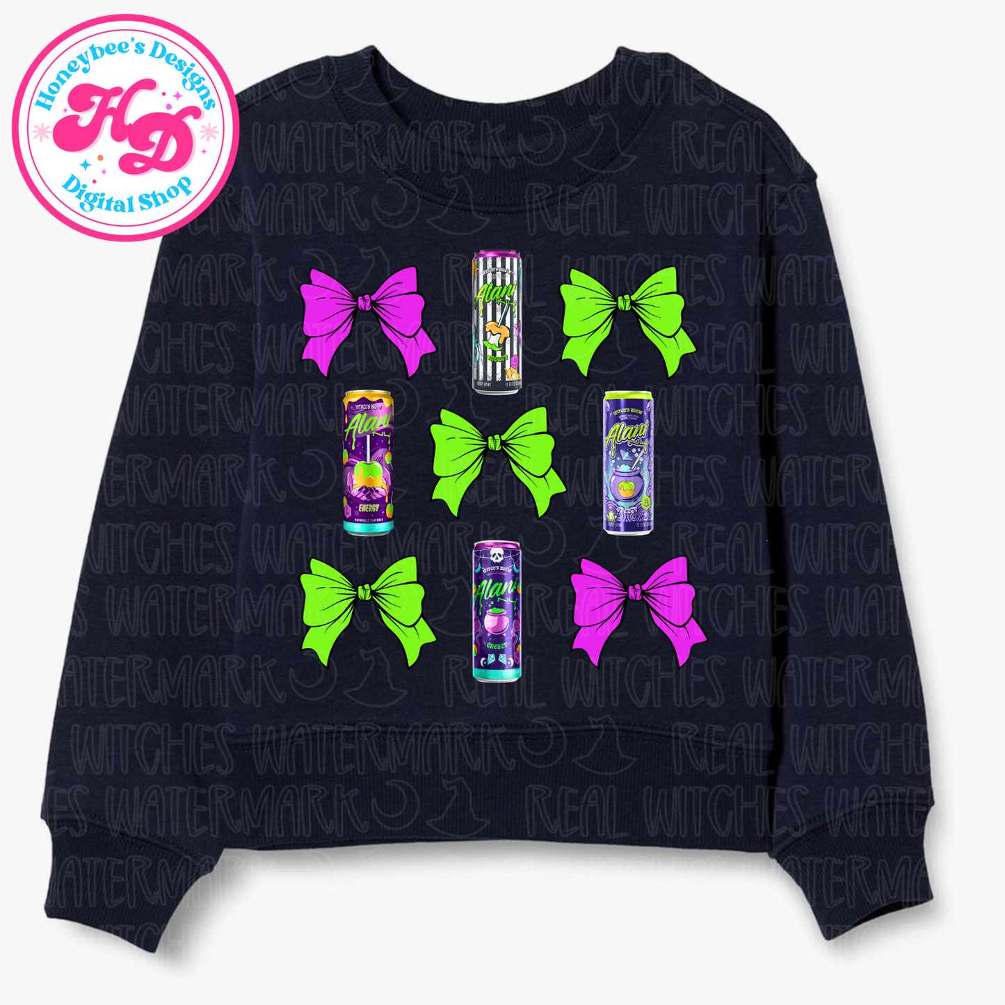 Witch’s Brew Neon Halloween bows Alan nu PNG