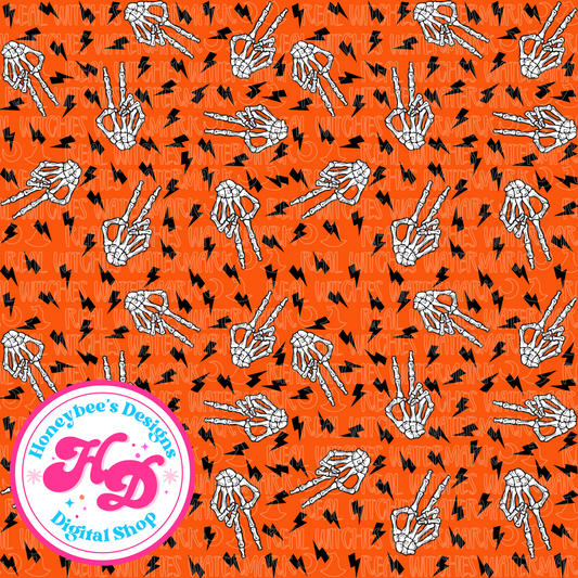 Skelly Hands Orange Halloween
