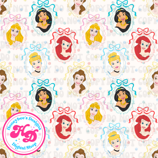 Princess coquette bow frames dots