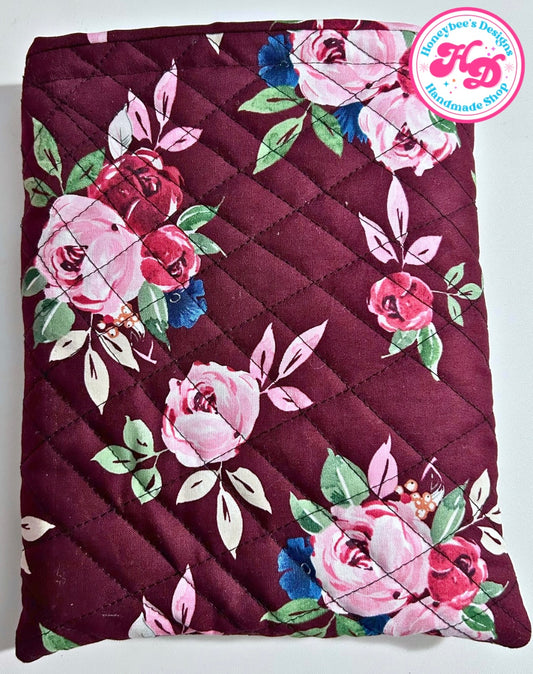 Burgundy floral book/kindle sleeve