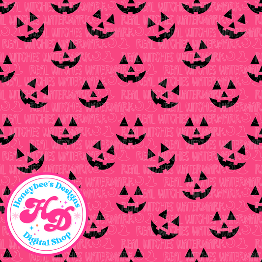 Jack-o’-lantern Faces Pink Halloween