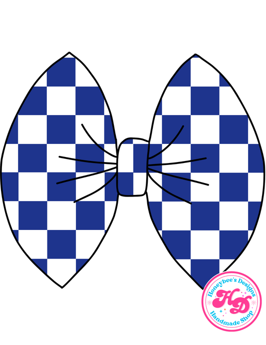 Navy/White Checkered Bows