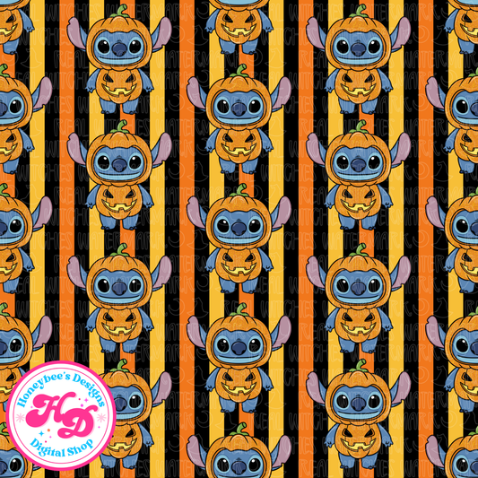 Stitch Pumpkin Halloween Seamless