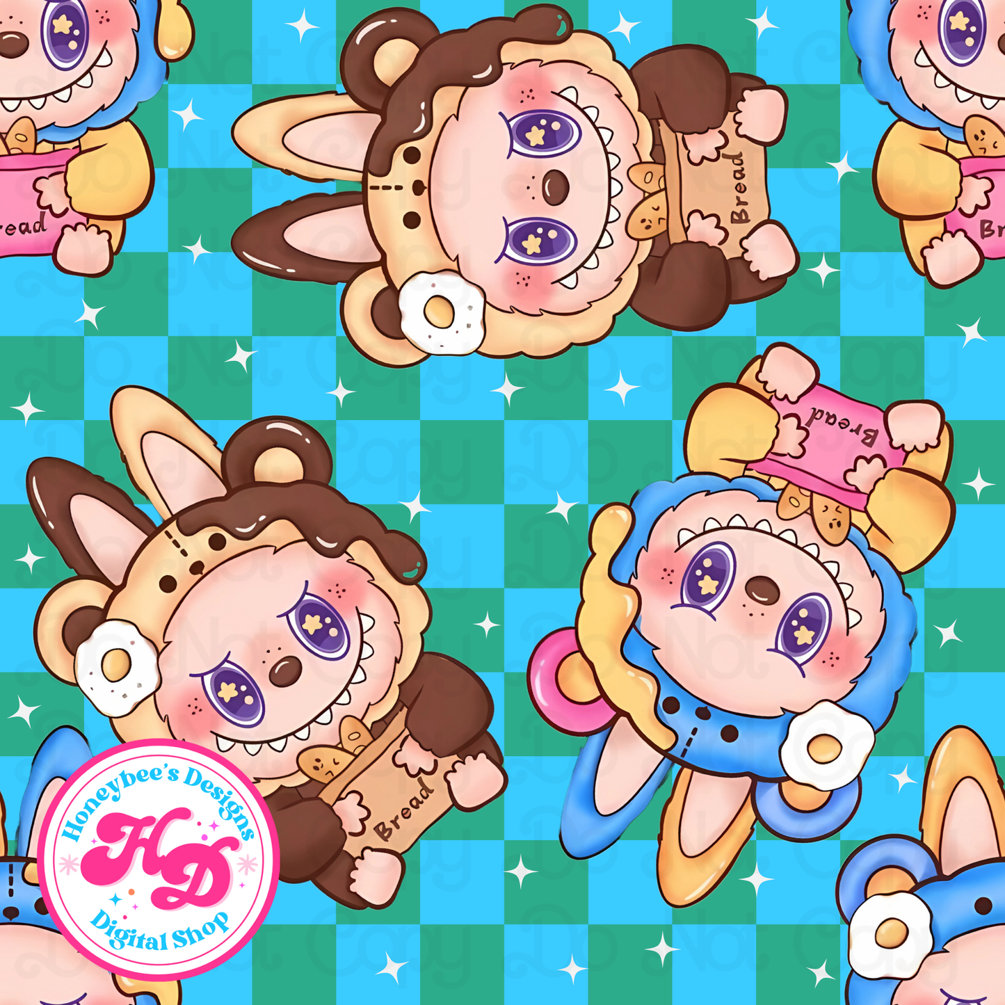 Little Monsters Bread GB Checkered LA🩷BUBU Seamless
