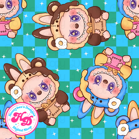 Little Monsters Bread GB Checkered LA🩷BUBU Seamless