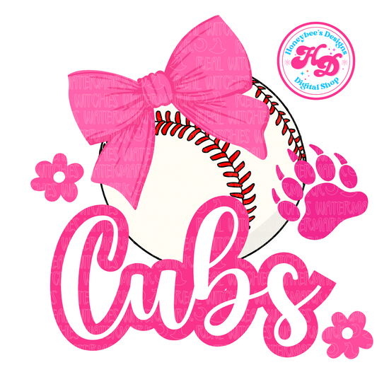 Cub Baseball Pink Preppy Baseball PNG
