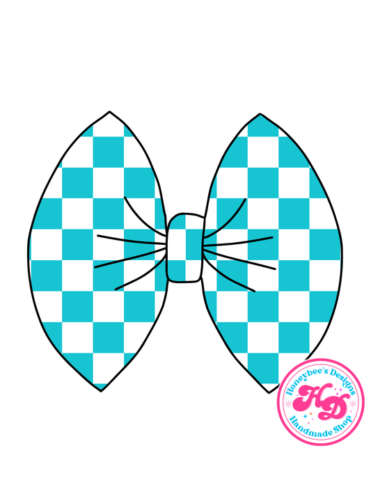 Teal/White Checkered Bows