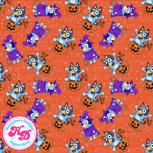 Heeler Costumes Orange Halloween Seamless